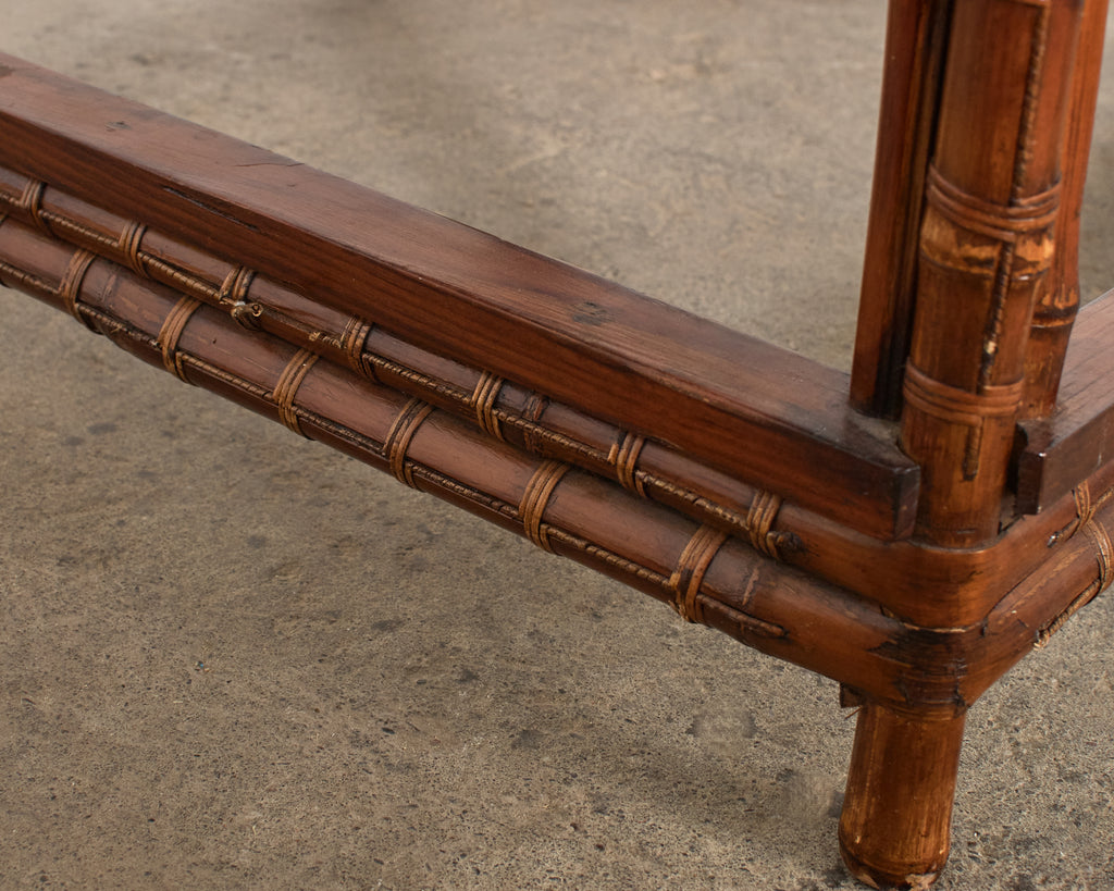 Chinese Export Bamboo Fretwork Square Center Table