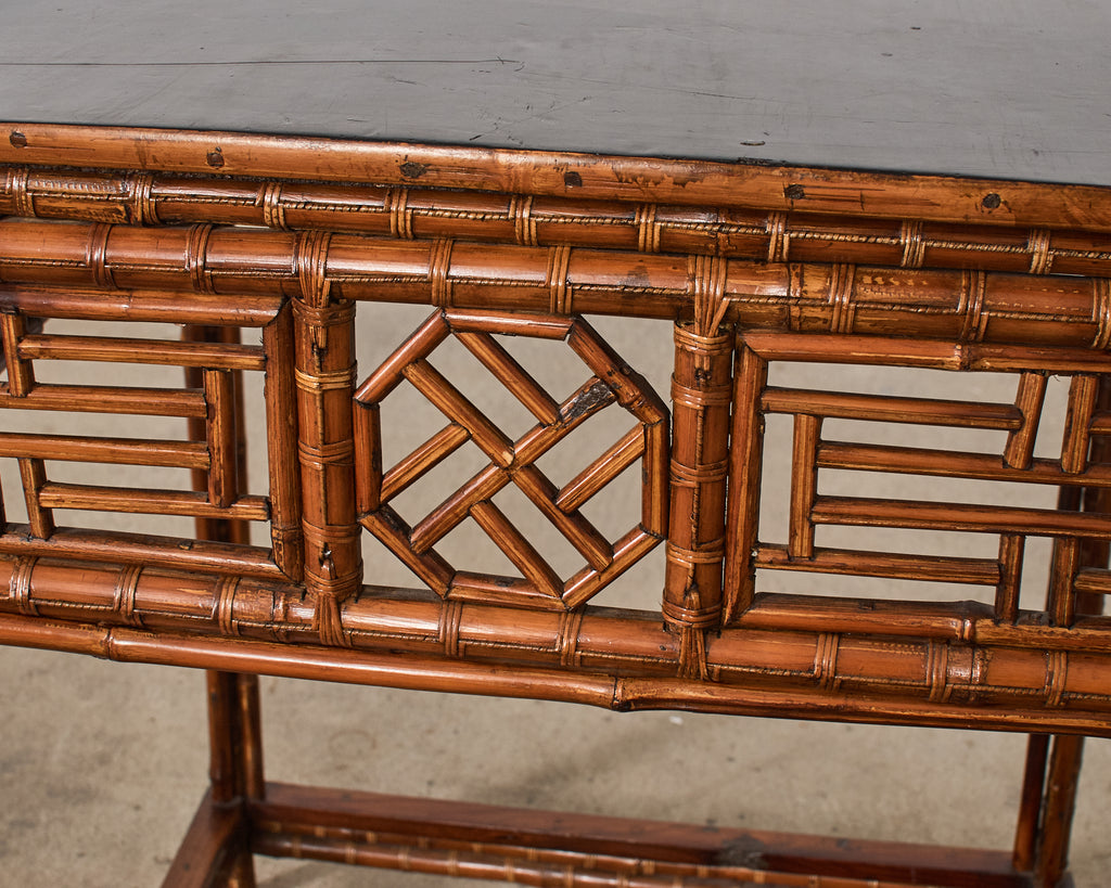 Chinese Export Bamboo Fretwork Square Center Table