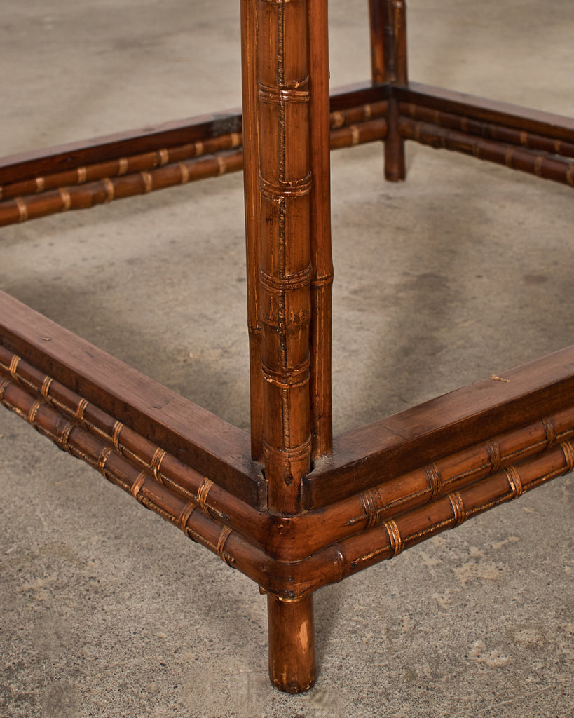 Chinese Export Bamboo Fretwork Square Center Table