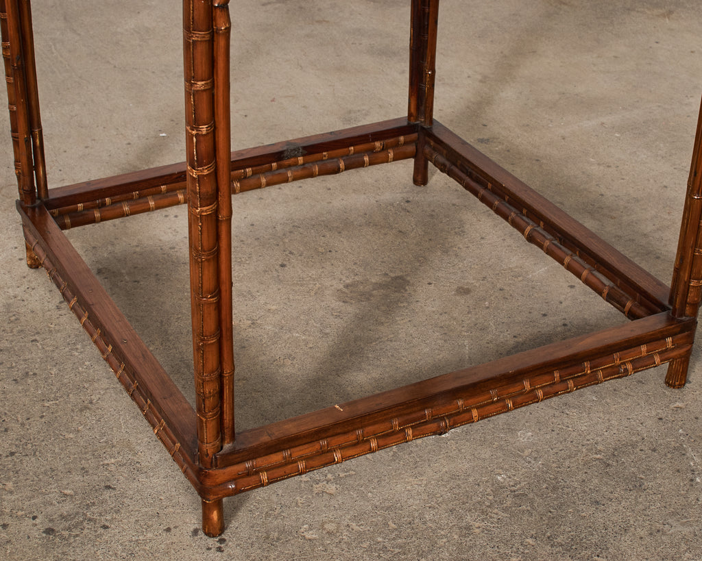 Chinese Export Bamboo Fretwork Square Center Table