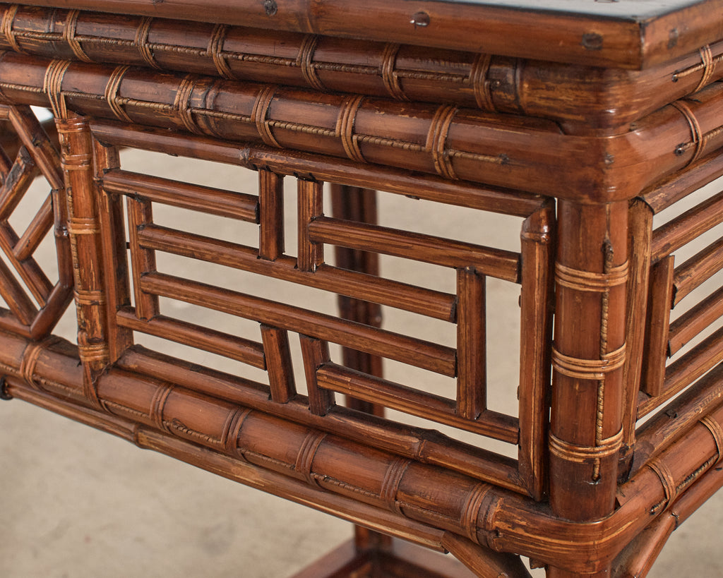 Chinese Export Bamboo Fretwork Square Center Table