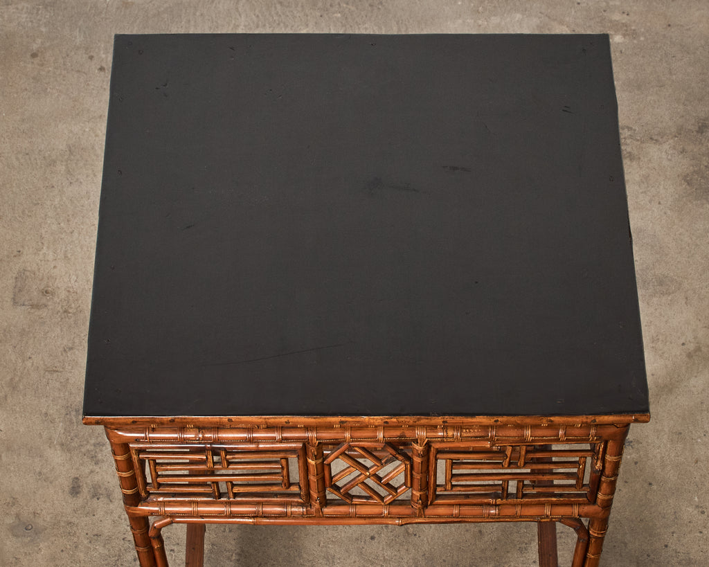 Chinese Export Bamboo Fretwork Square Center Table