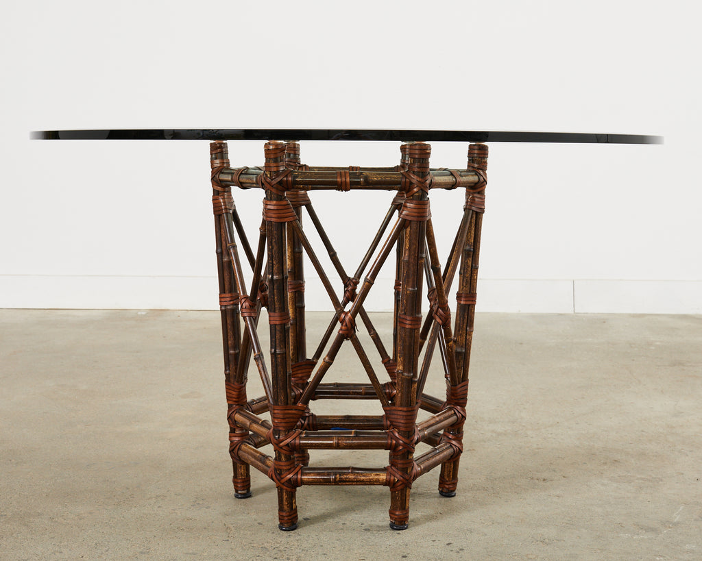 McGuire Organic Modern Bamboo Glass Top Dining Table