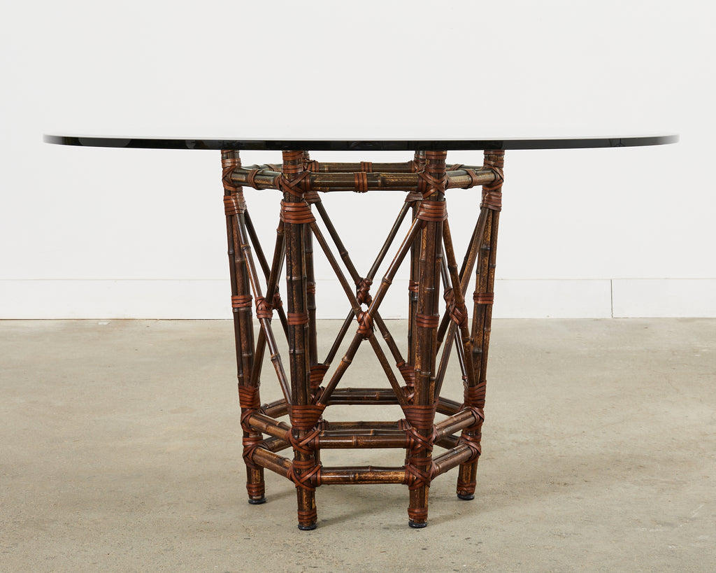 McGuire Organic Modern Bamboo Glass Top Dining Table