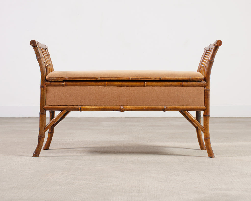 English Aesthetic Movement Bamboo Upholstered Bench Seat