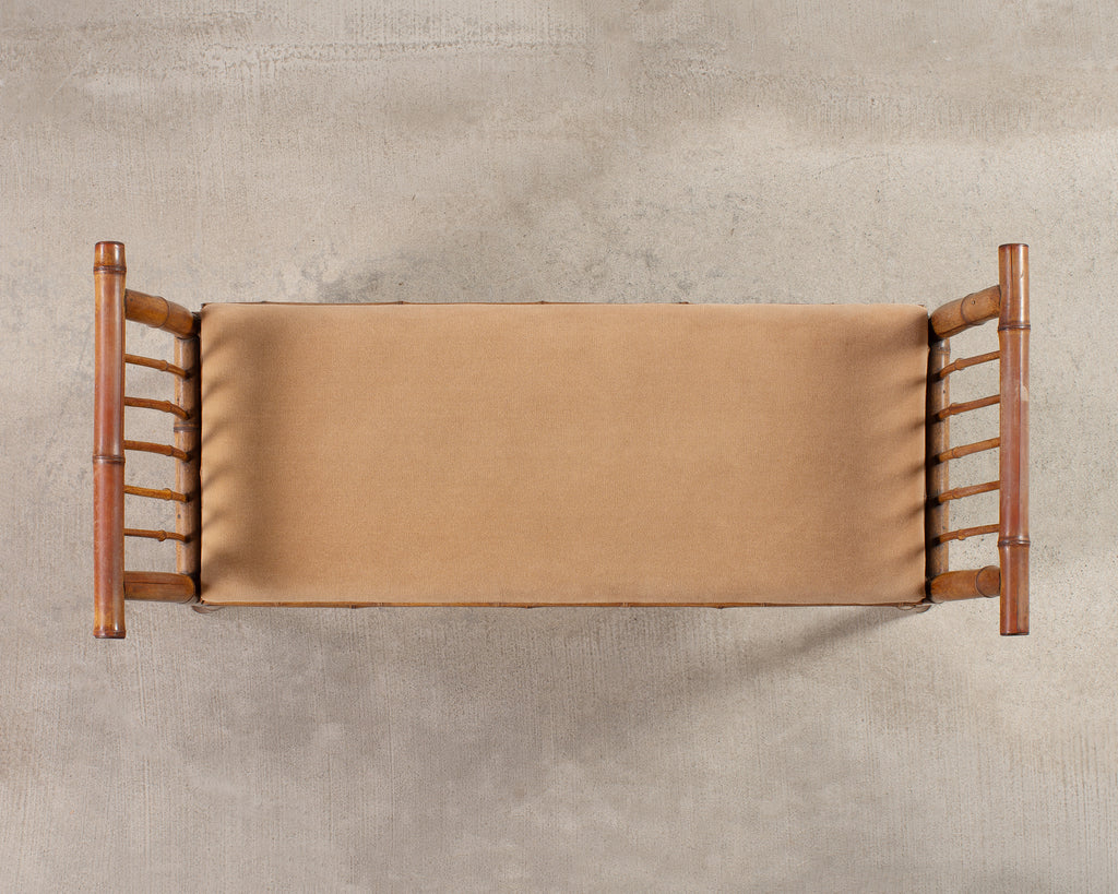 English Aesthetic Movement Bamboo Upholstered Bench Seat