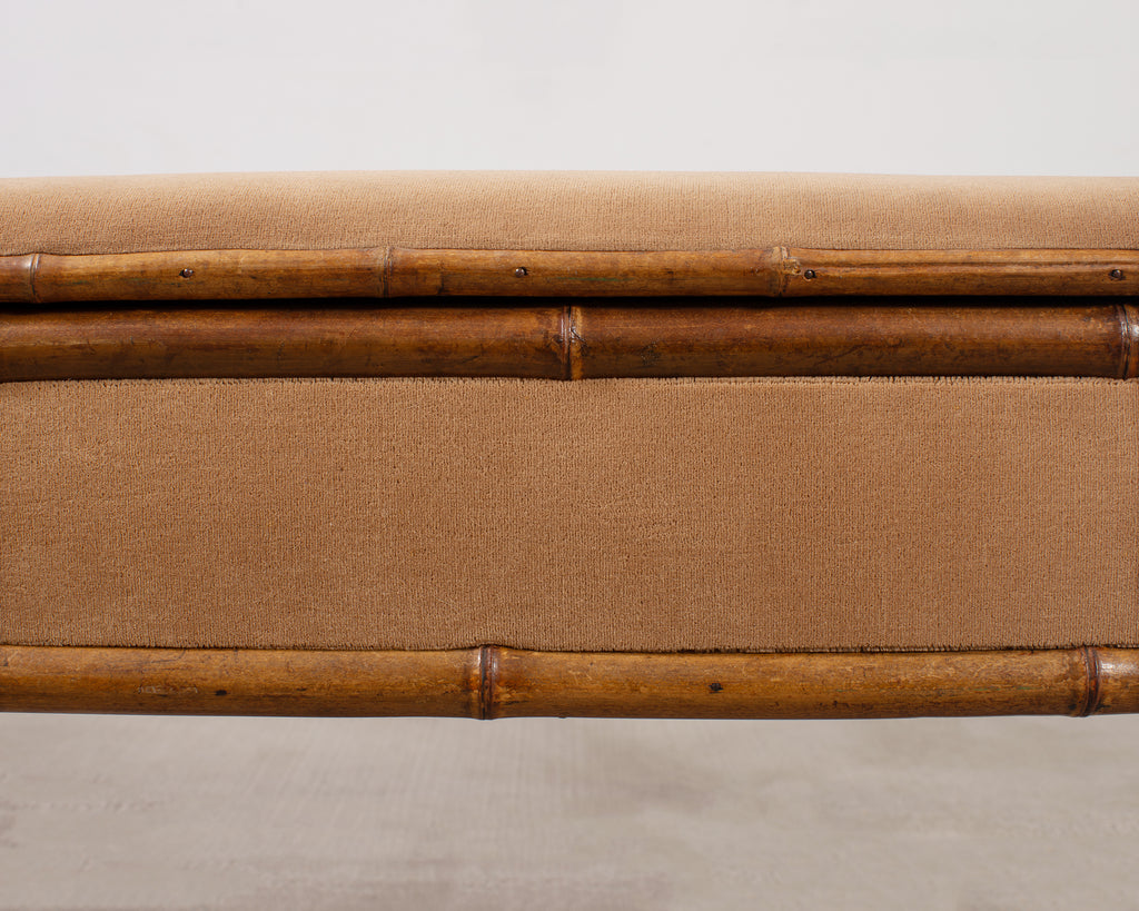 English Aesthetic Movement Bamboo Upholstered Bench Seat