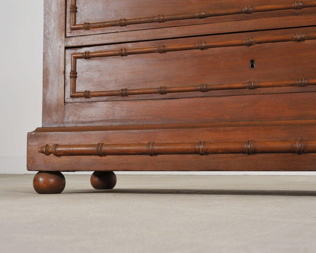 English Faux Bamboo Aesthetic Movement Marble Top Commode Dresser