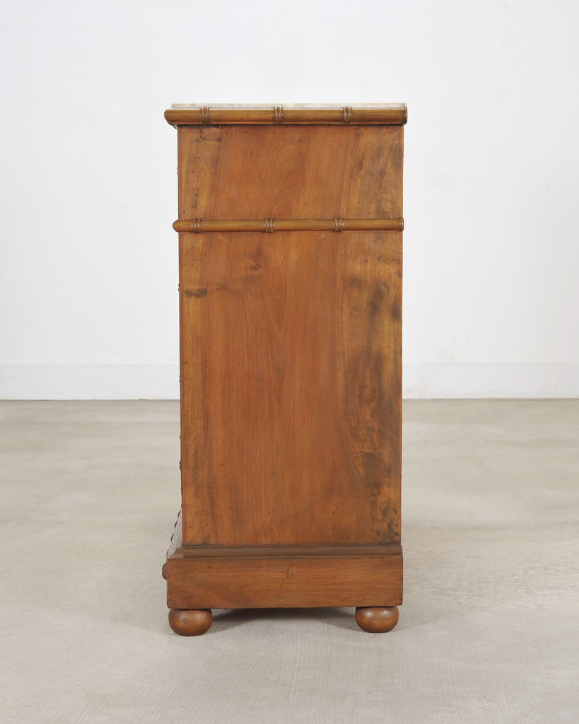 English Faux Bamboo Aesthetic Movement Marble Top Commode Dresser