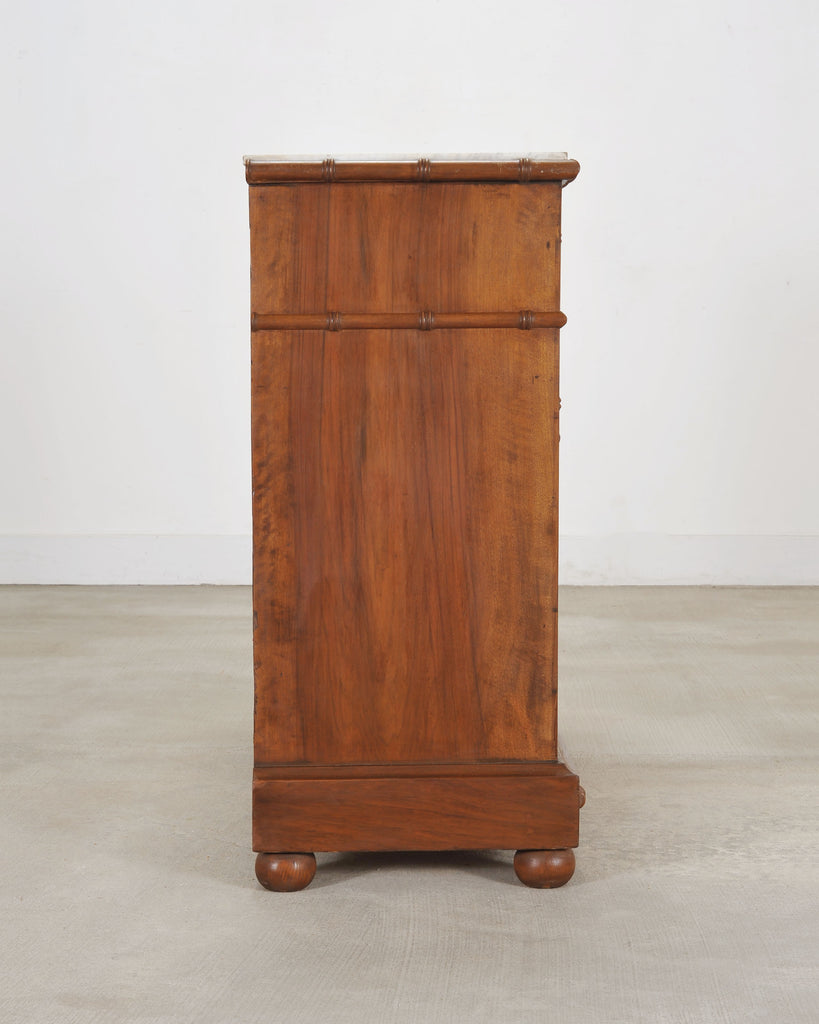 English Faux Bamboo Aesthetic Movement Marble Top Commode Dresser