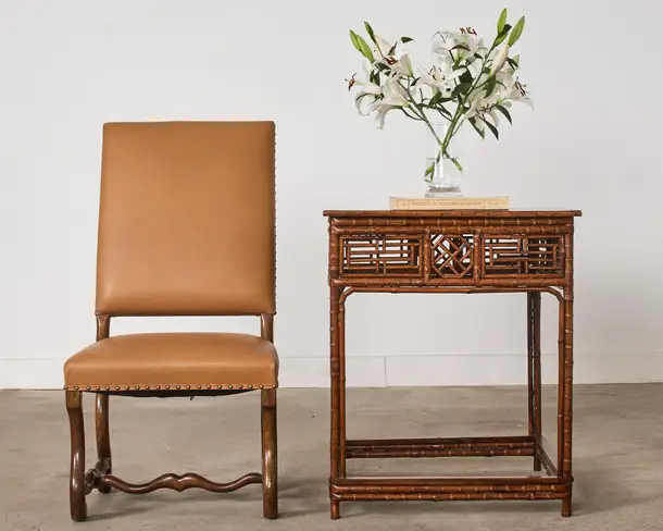 Chinese Export Bamboo Fretwork Square Center Table