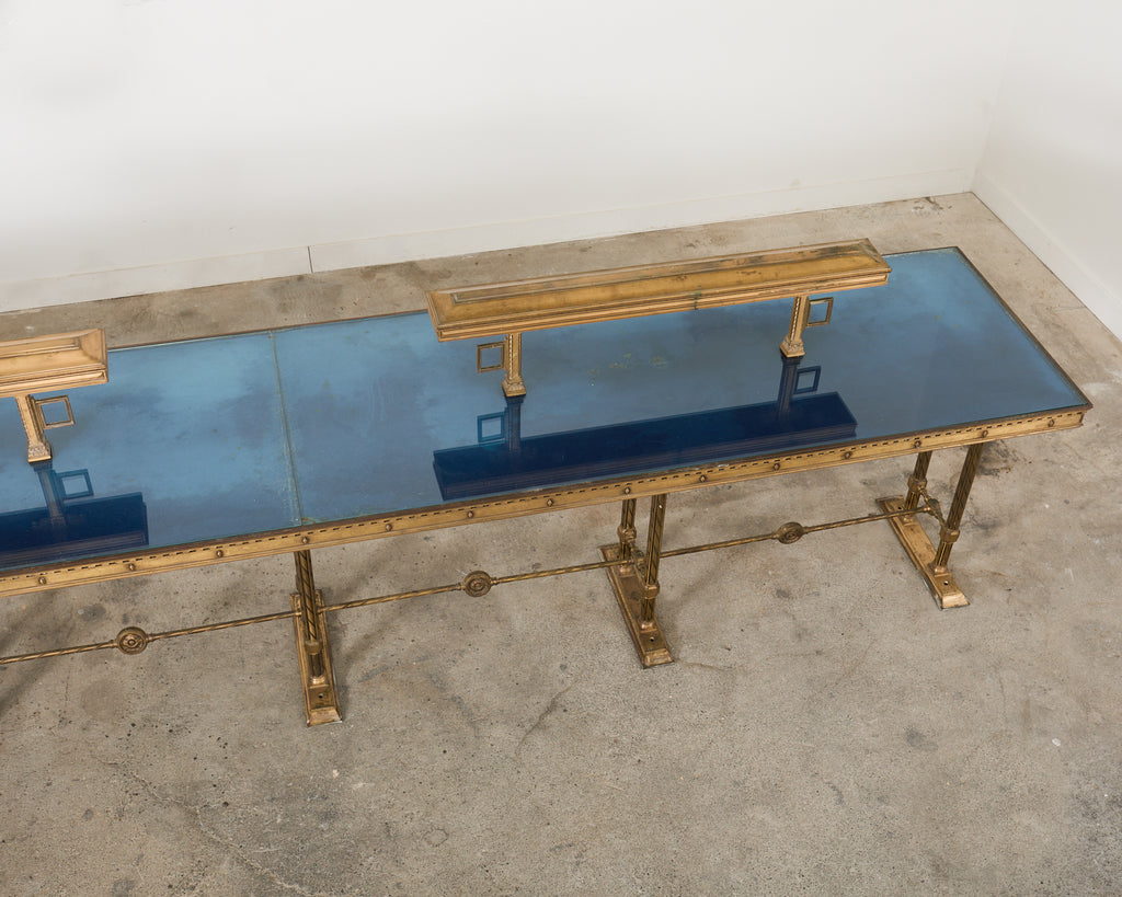 Neoclassical Style Industrial Bronze Bank Lobby Bar Counter