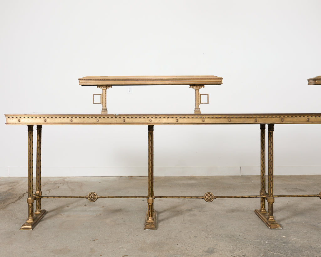 Neoclassical Style Industrial Bronze Bank Lobby Bar Counter