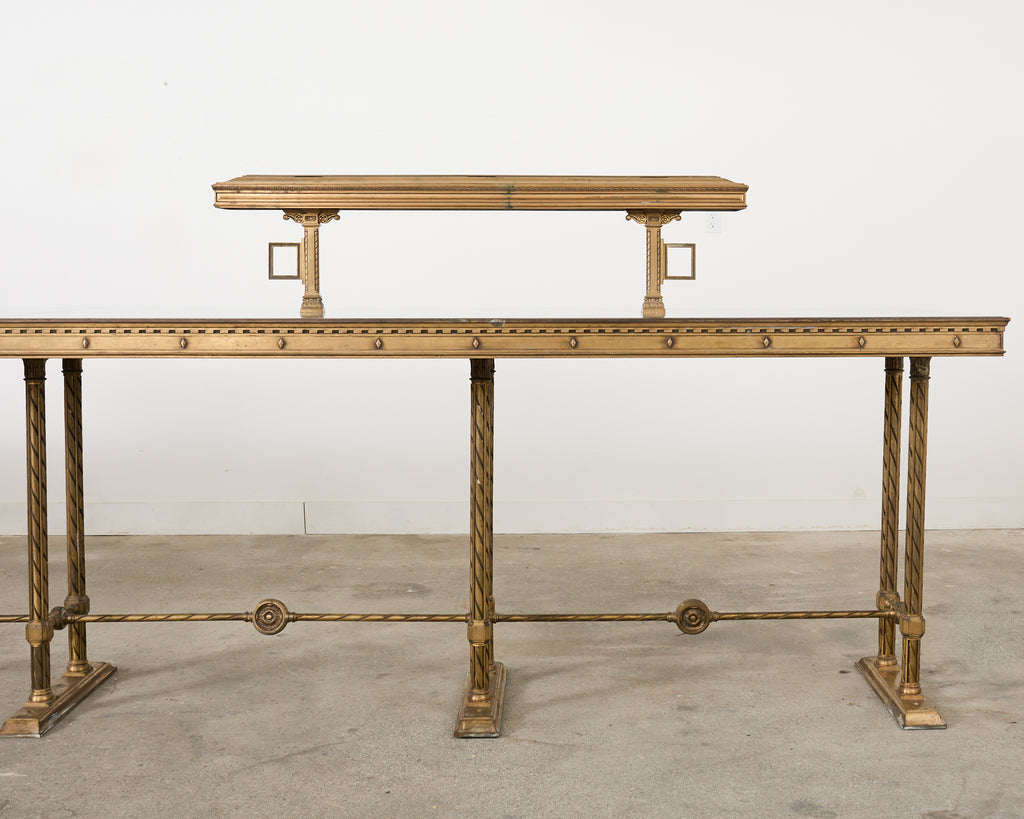 Neoclassical Style Industrial Bronze Bank Lobby Bar Counter