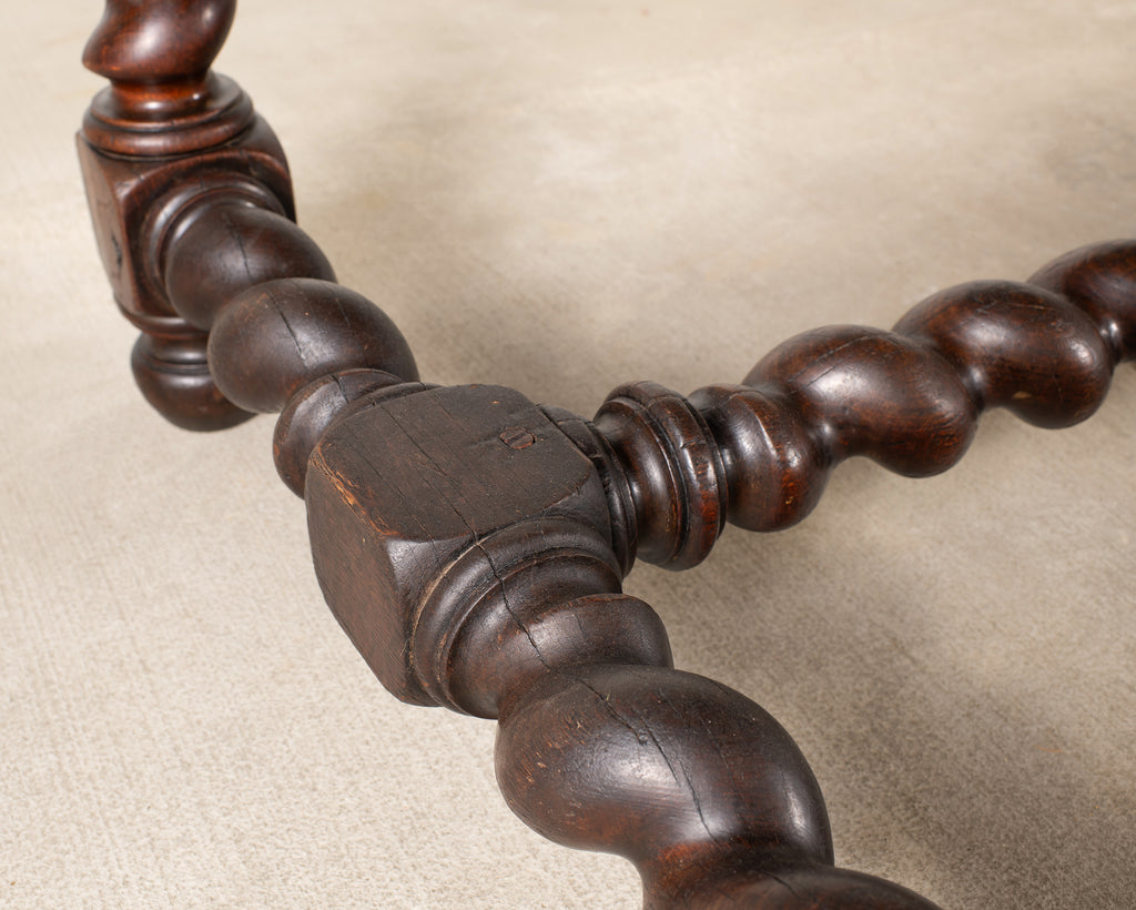 19th C. French Louis XVIII Style Oak Barley Twist Dining Table 7 Ft