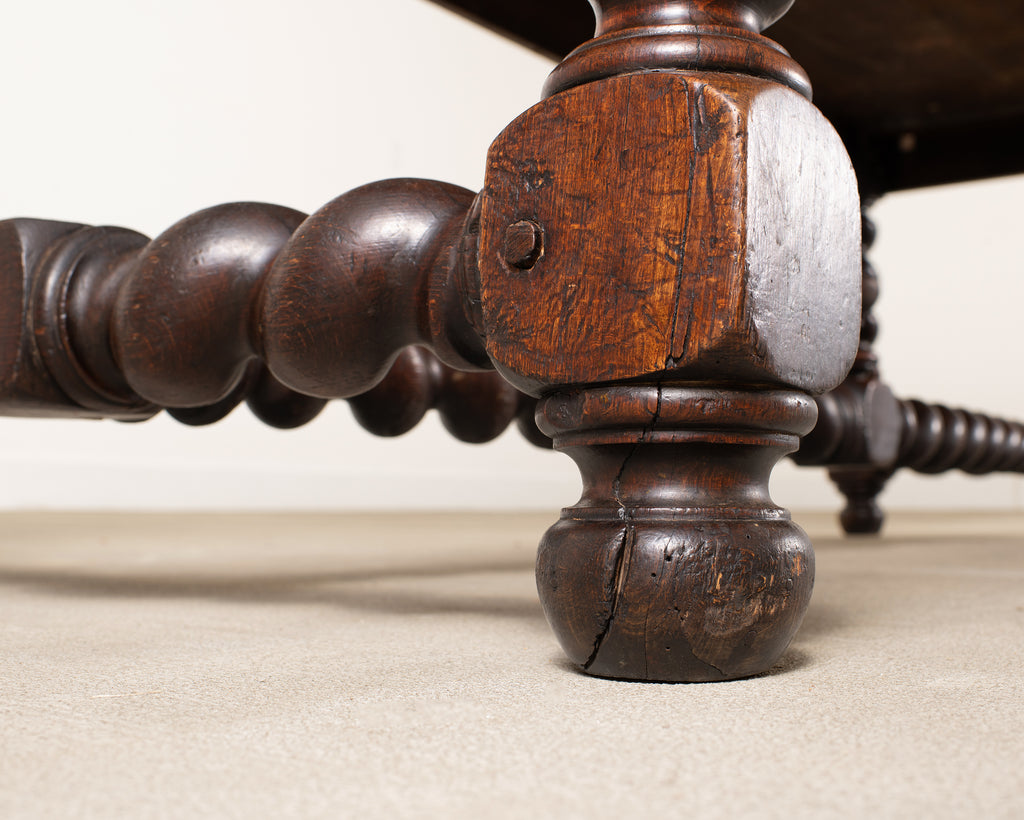 19th C. French Louis XVIII Style Oak Barley Twist Dining Table 7 Ft
