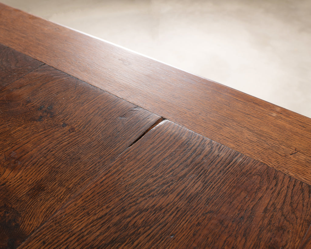 19th C. French Louis XVIII Style Oak Barley Twist Dining Table 7 Ft