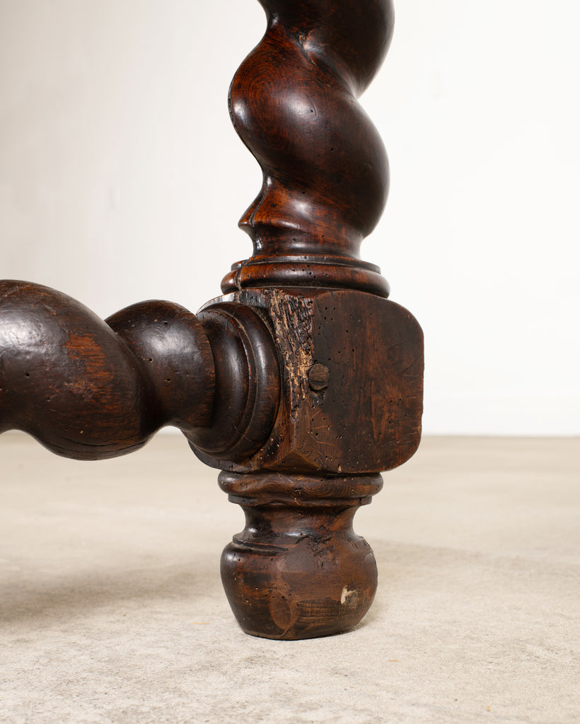 19th C. French Louis XVIII Style Oak Barley Twist Dining Table 7 Ft