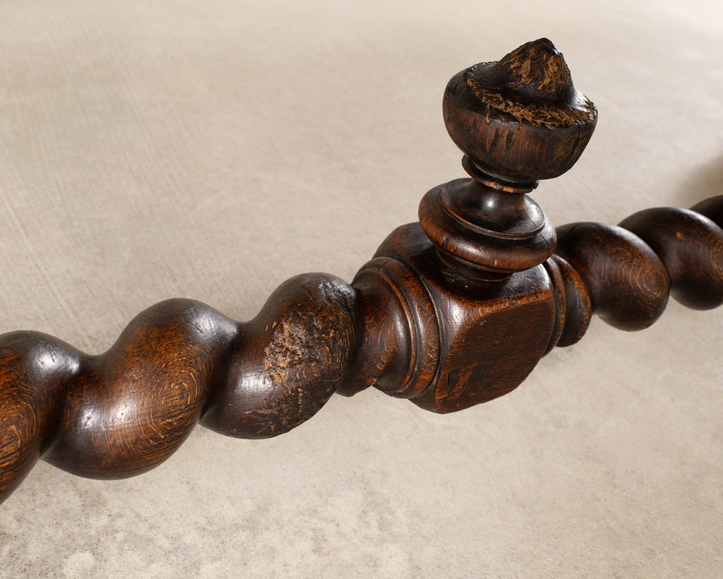 19th C. French Louis XVIII Style Oak Barley Twist Dining Table 7 Ft