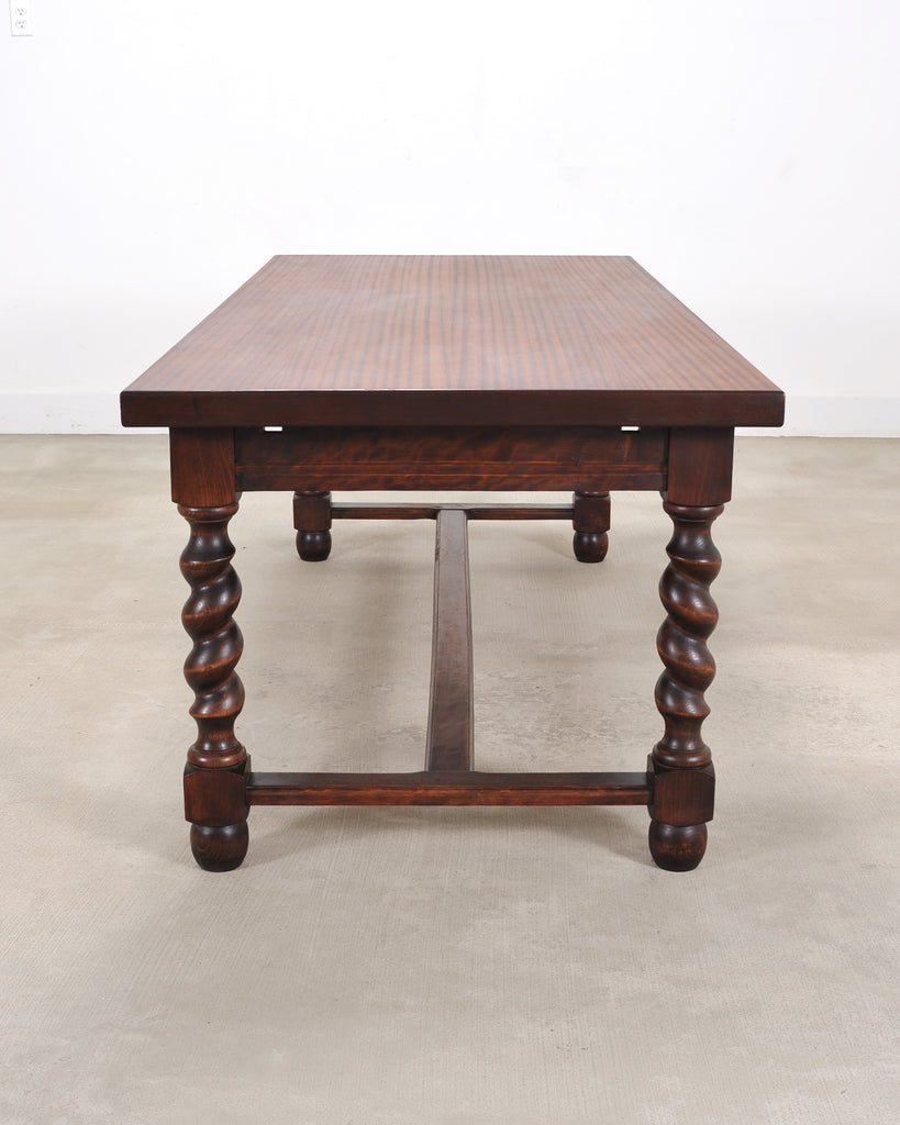 Country French Farmhouse Barley Twist Dining Table Extends 10 Ft