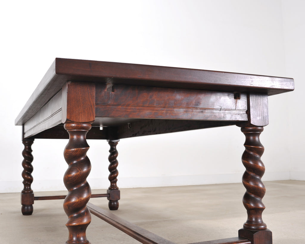 Country French Farmhouse Barley Twist Dining Table Extends 10 Ft