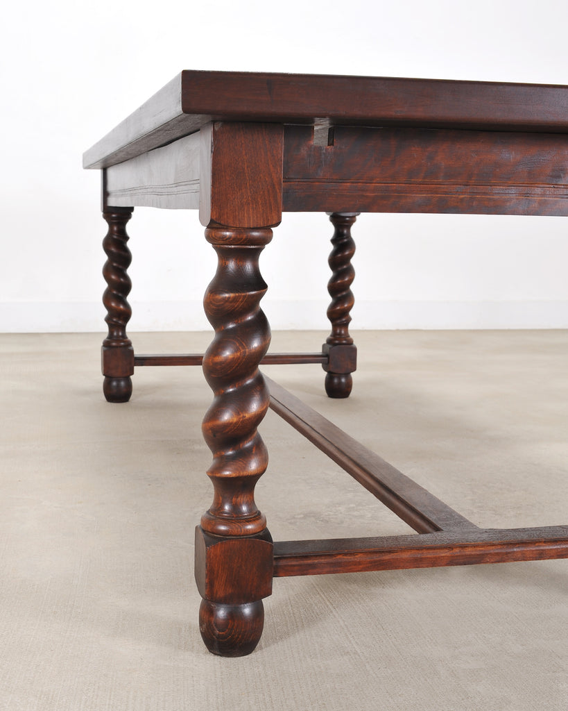 Country French Farmhouse Barley Twist Dining Table Extends 10 Ft