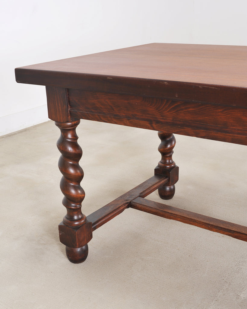 Country French Farmhouse Barley Twist Dining Table Extends 10 Ft
