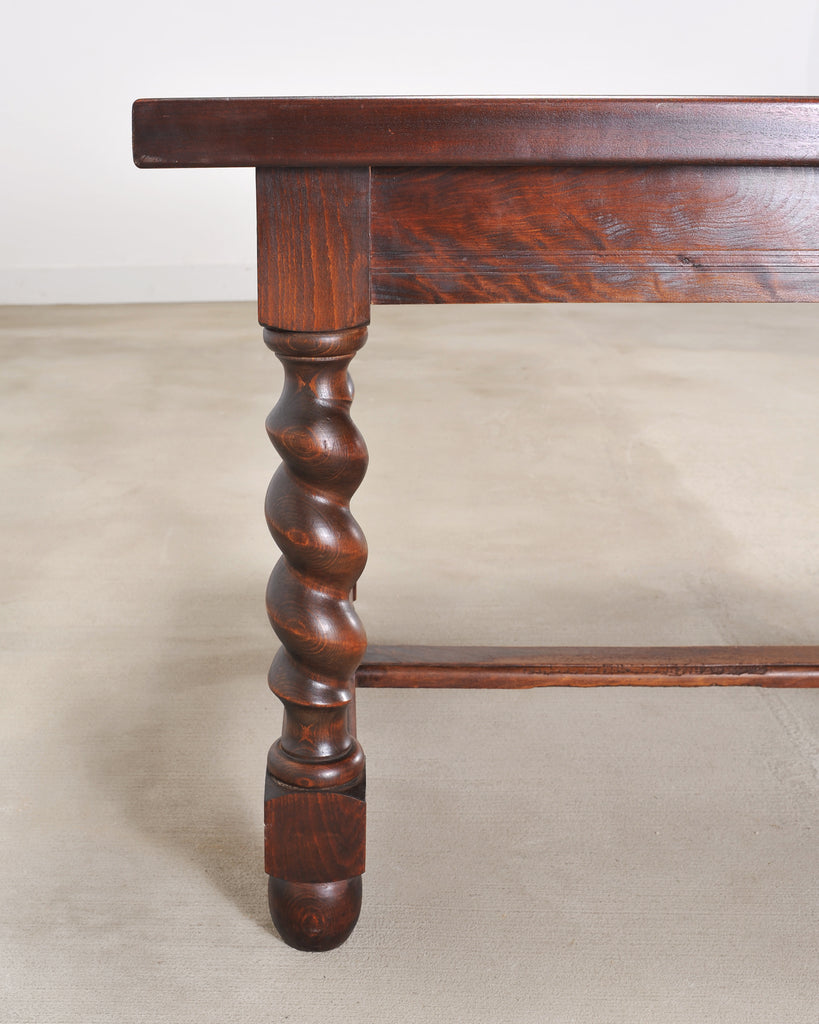 Country French Farmhouse Barley Twist Dining Table Extends 10 Ft
