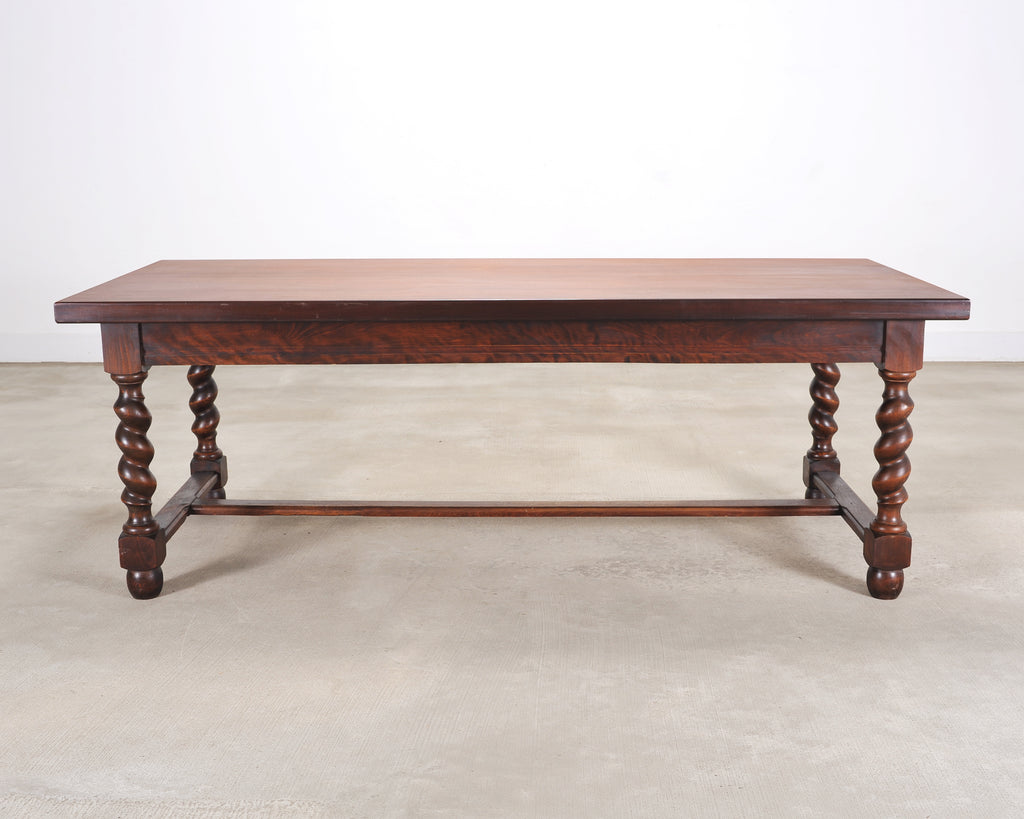 Country French Farmhouse Barley Twist Dining Table Extends 10 Ft