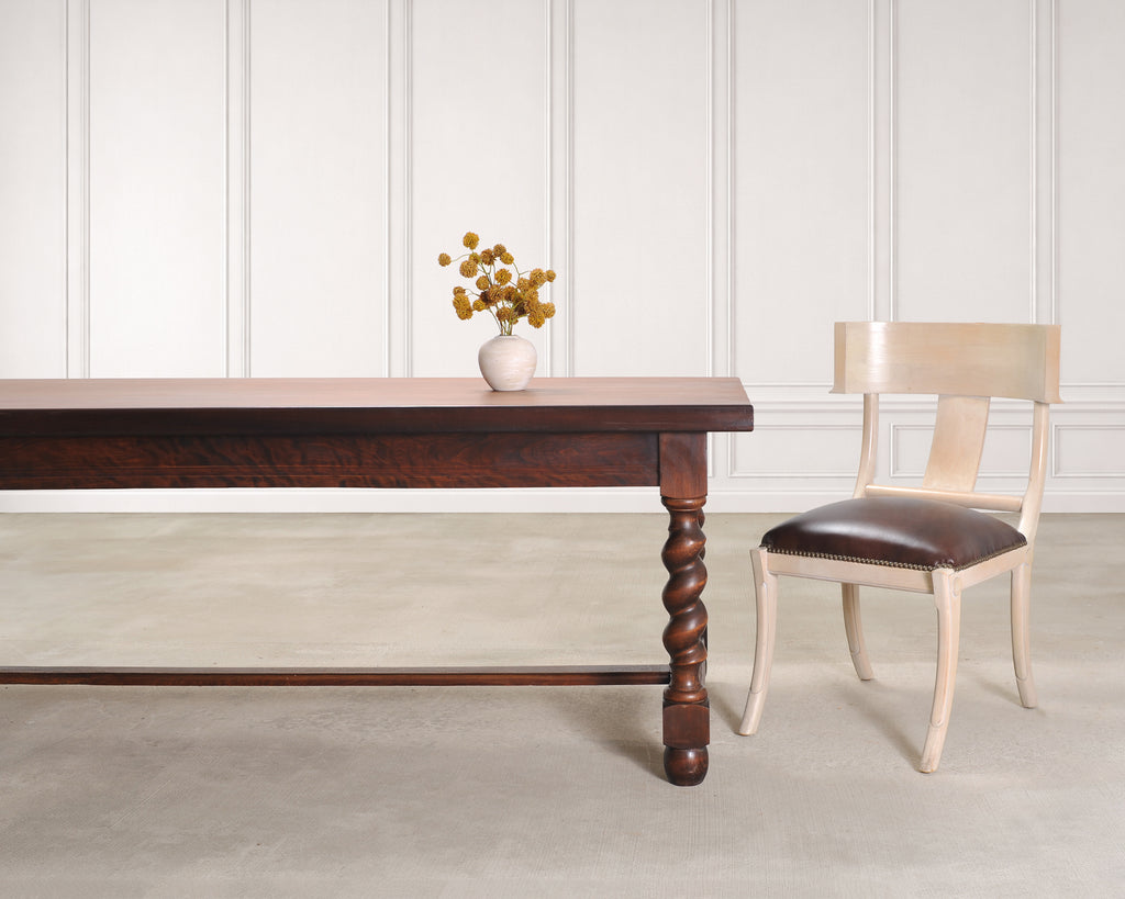 Country French Farmhouse Barley Twist Dining Table Extends 10 Ft