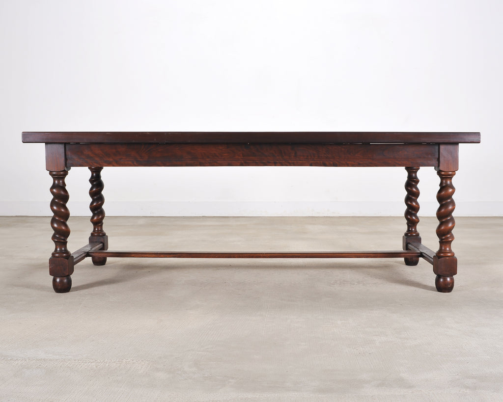 Country French Farmhouse Barley Twist Dining Table Extends 10 Ft