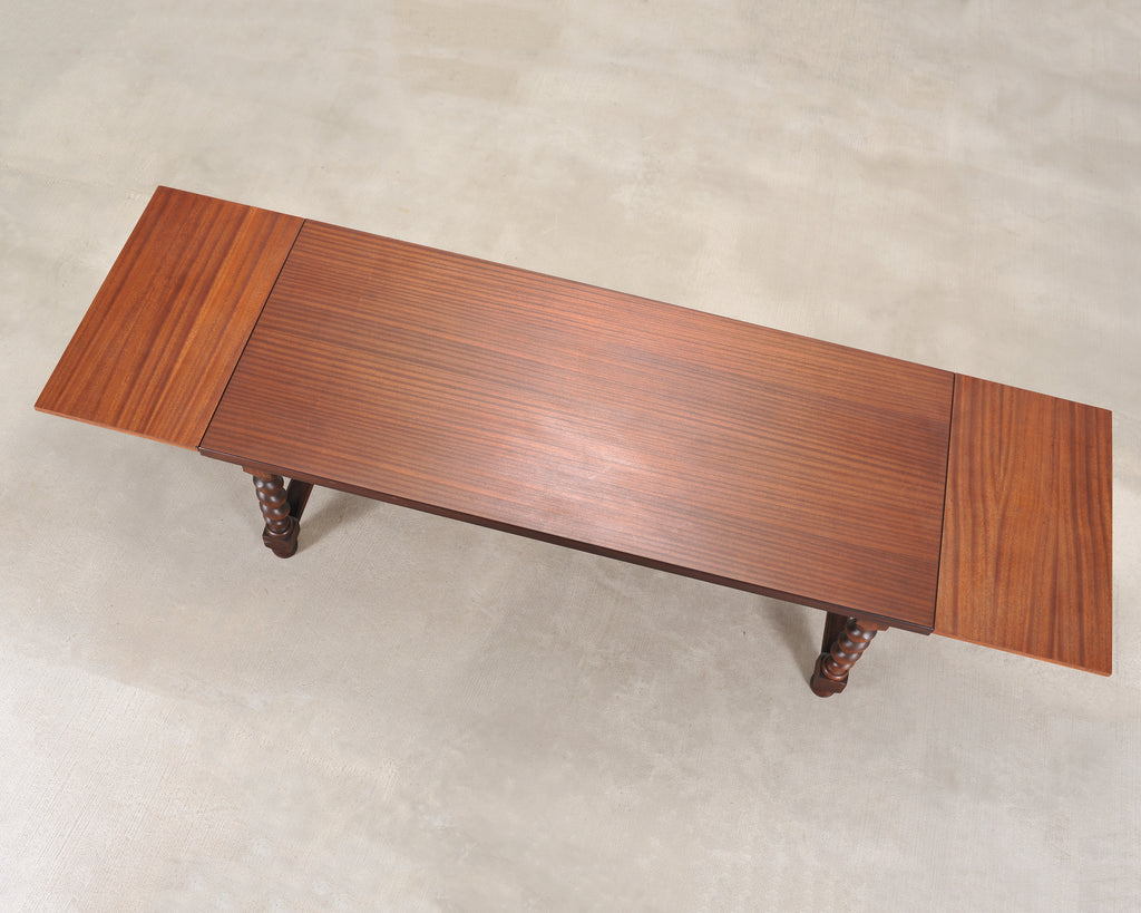 Country French Farmhouse Barley Twist Dining Table Extends 10 Ft