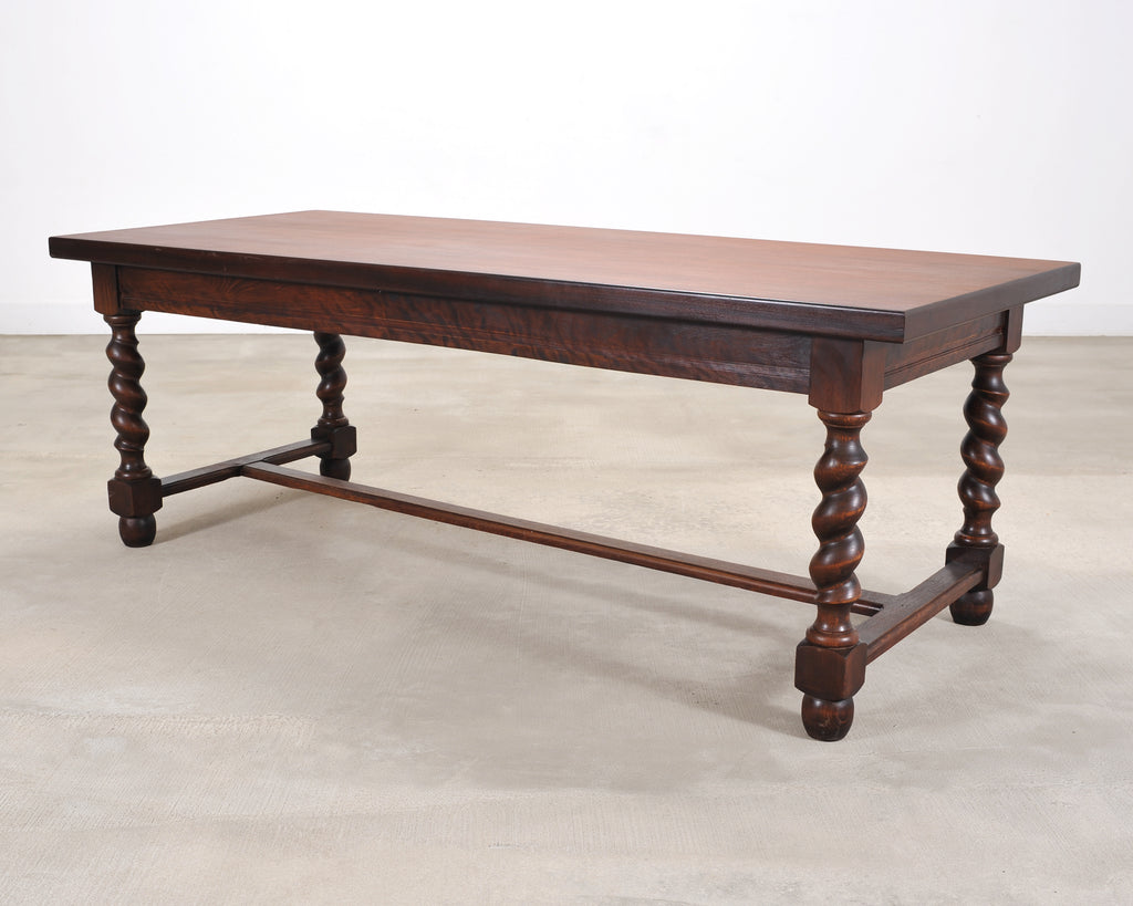 Country French Farmhouse Barley Twist Dining Table Extends 10 Ft