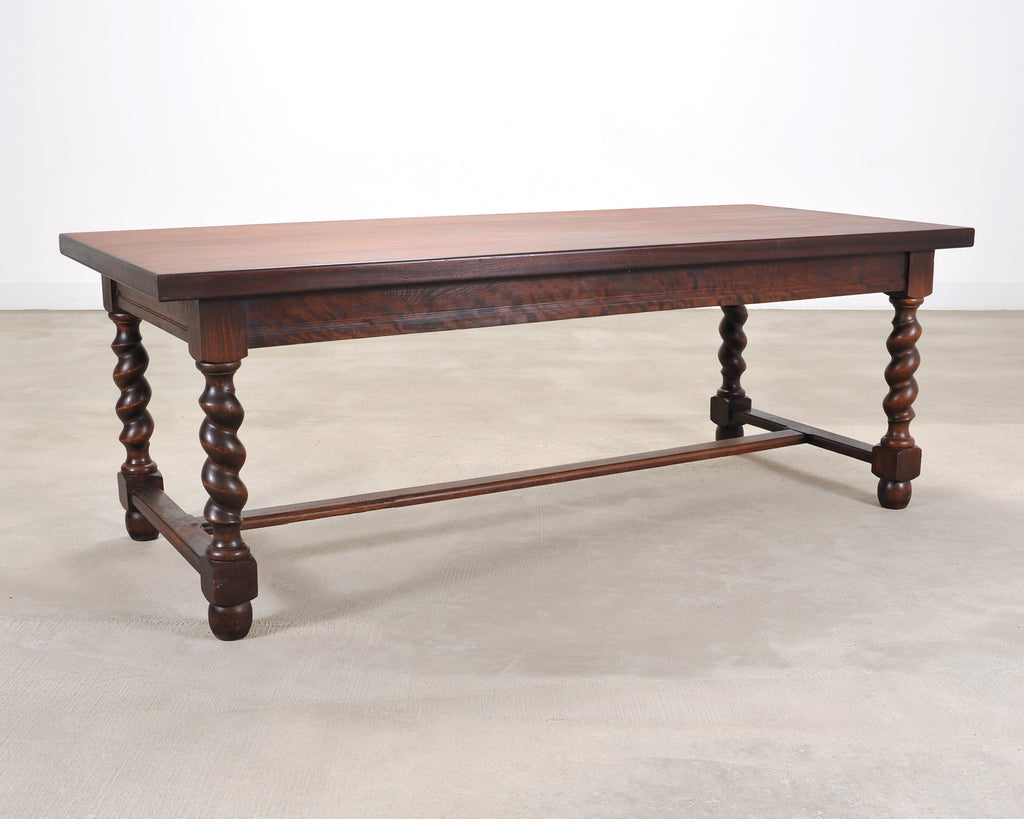 Country French Farmhouse Barley Twist Dining Table Extends 10 Ft