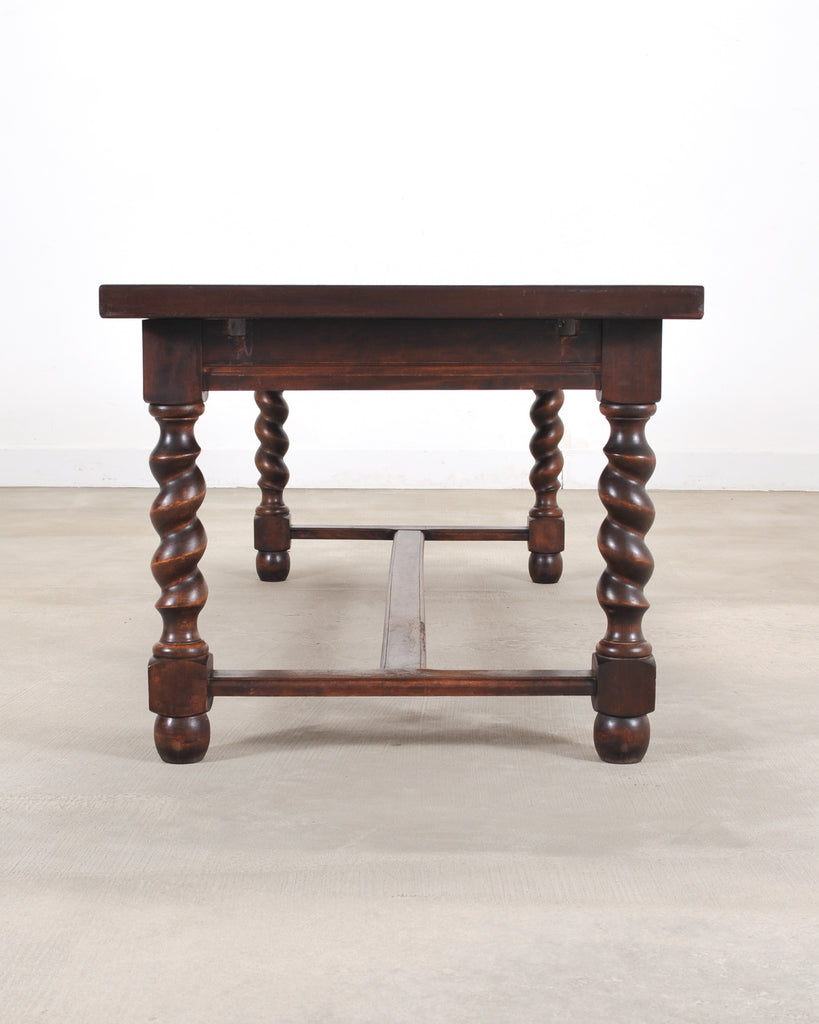Country French Farmhouse Barley Twist Dining Table Extends 10 Ft