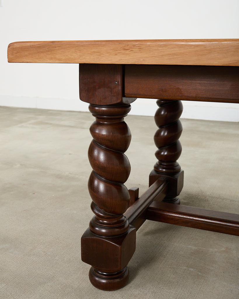 Country English Walnut Farmhouse Barley Twist Dining Table
