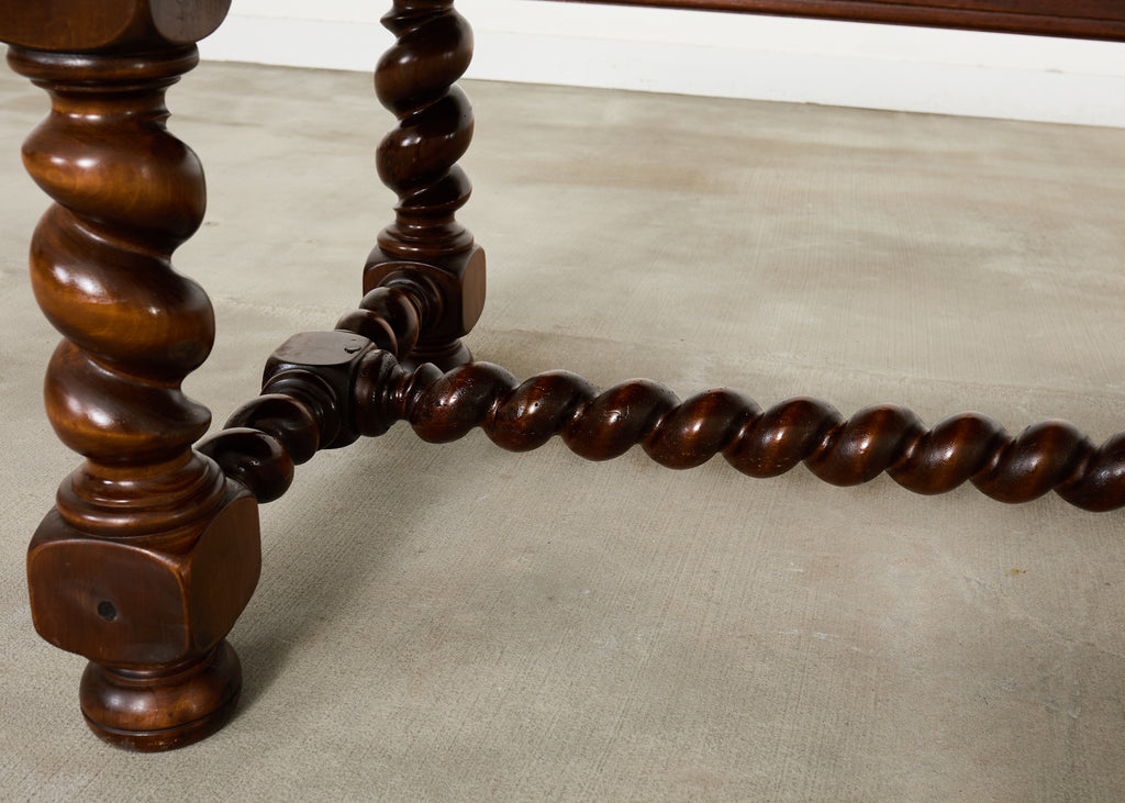 Country French Oak Farmhouse Barley Twist Trestle Dining Table