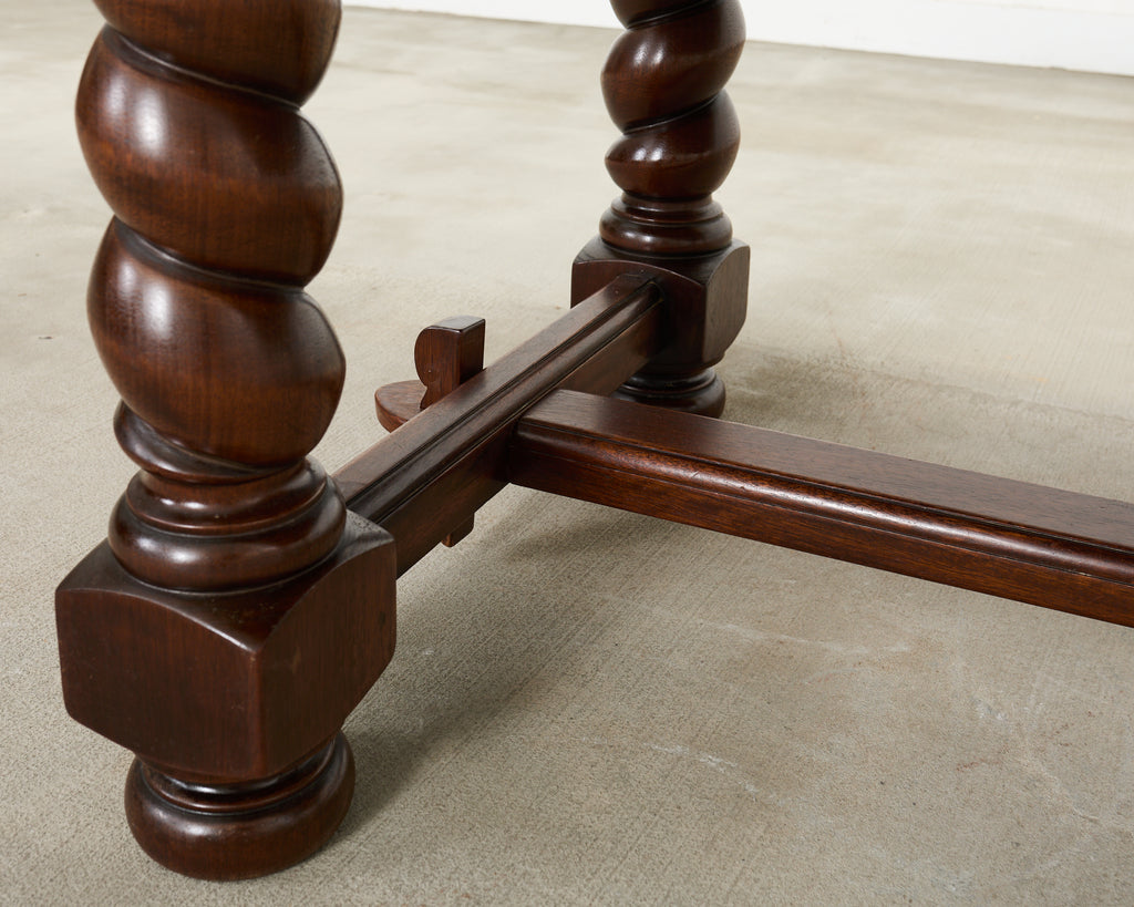 Country English Walnut Farmhouse Barley Twist Dining Table