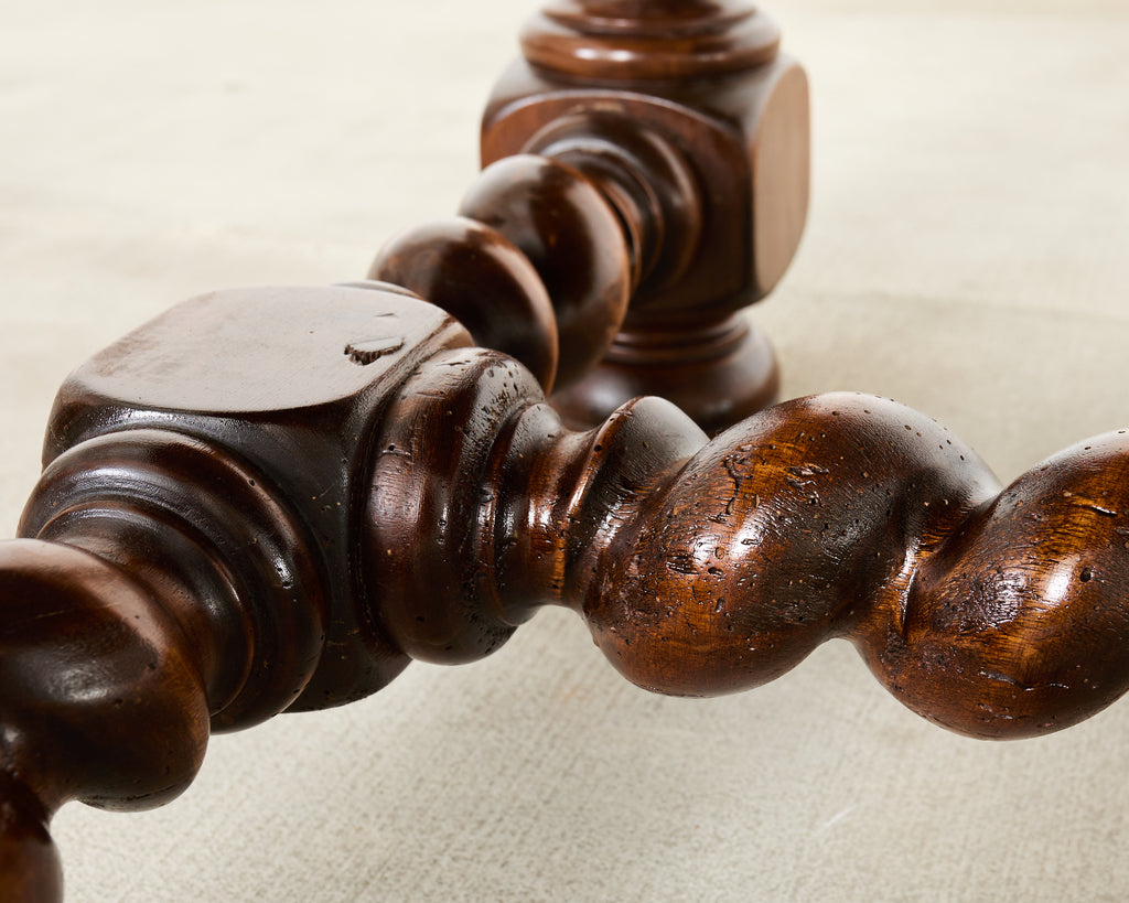 Country French Oak Farmhouse Barley Twist Trestle Dining Table