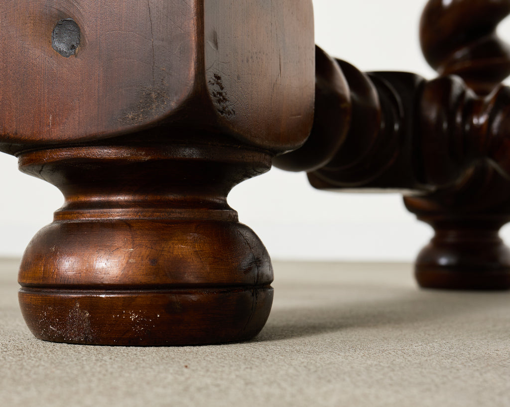 Country French Oak Farmhouse Barley Twist Trestle Dining Table