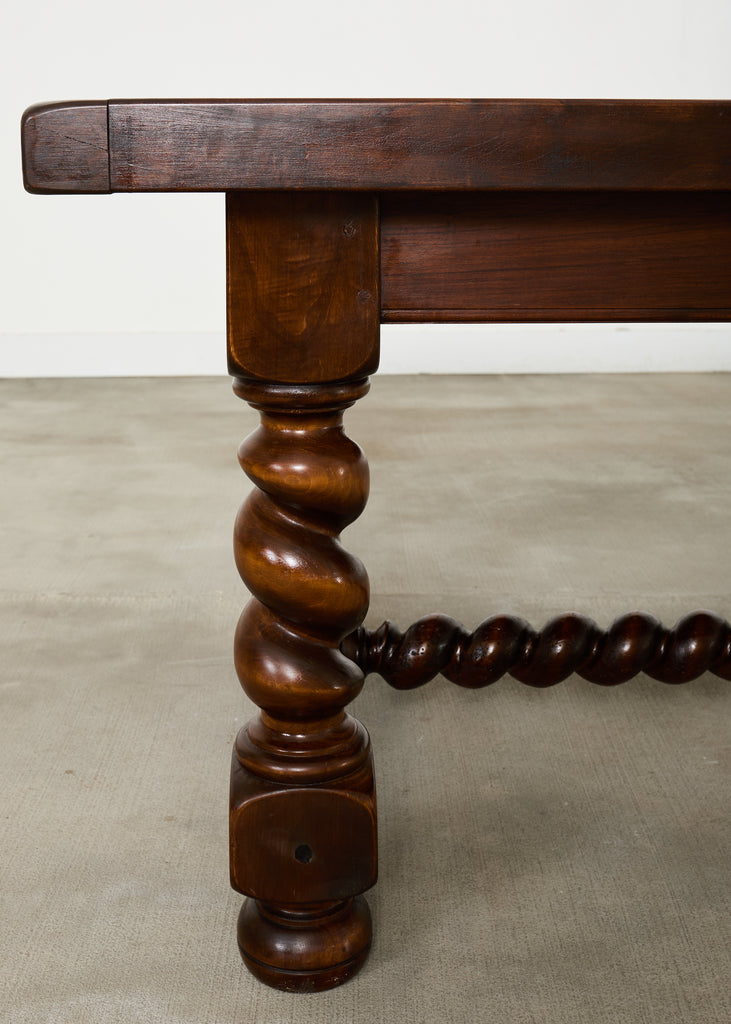 Country French Oak Farmhouse Barley Twist Trestle Dining Table
