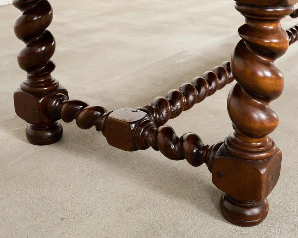 Country French Oak Farmhouse Barley Twist Trestle Dining Table