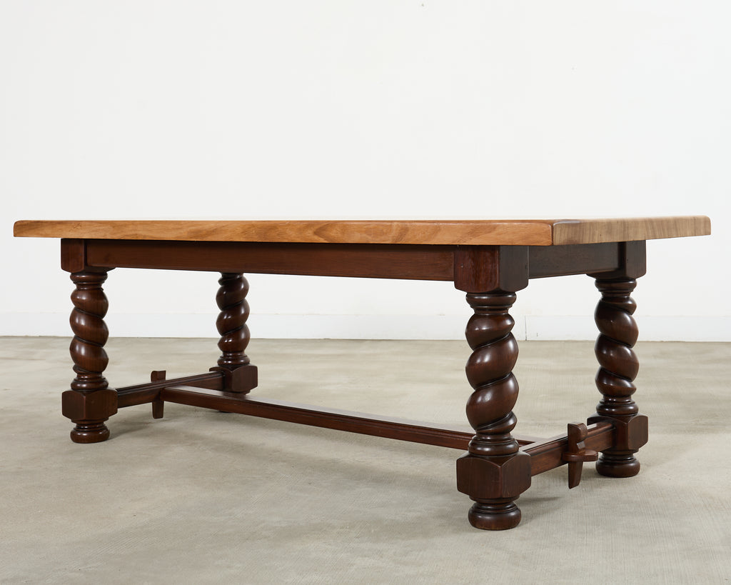 Country English Walnut Farmhouse Barley Twist Dining Table