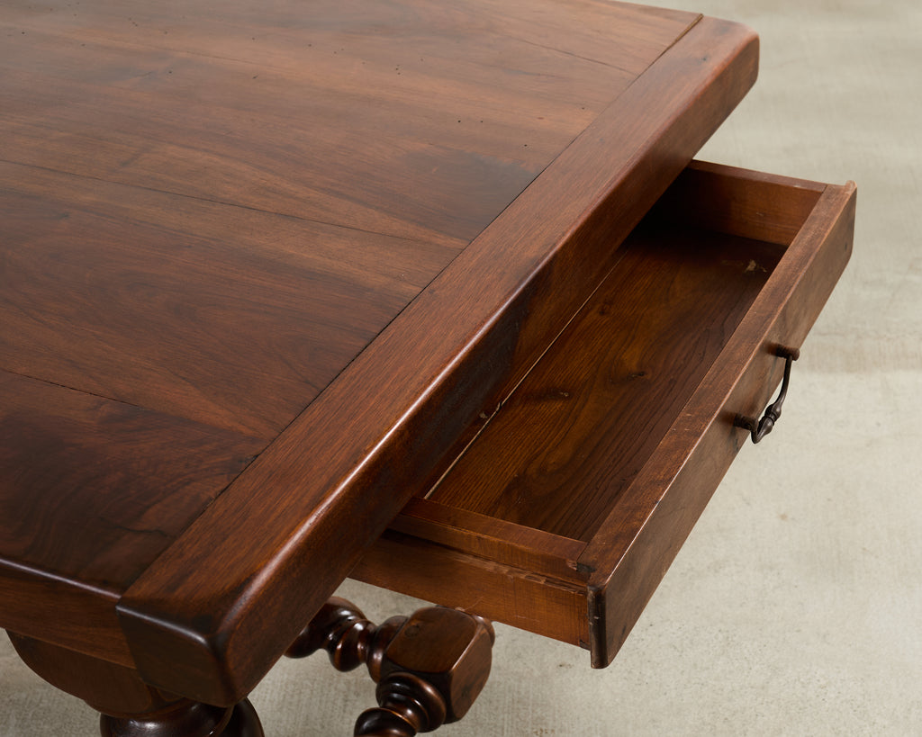 Country French Oak Farmhouse Barley Twist Trestle Dining Table