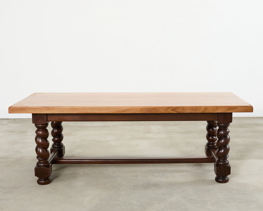 Country English Walnut Farmhouse Barley Twist Dining Table
