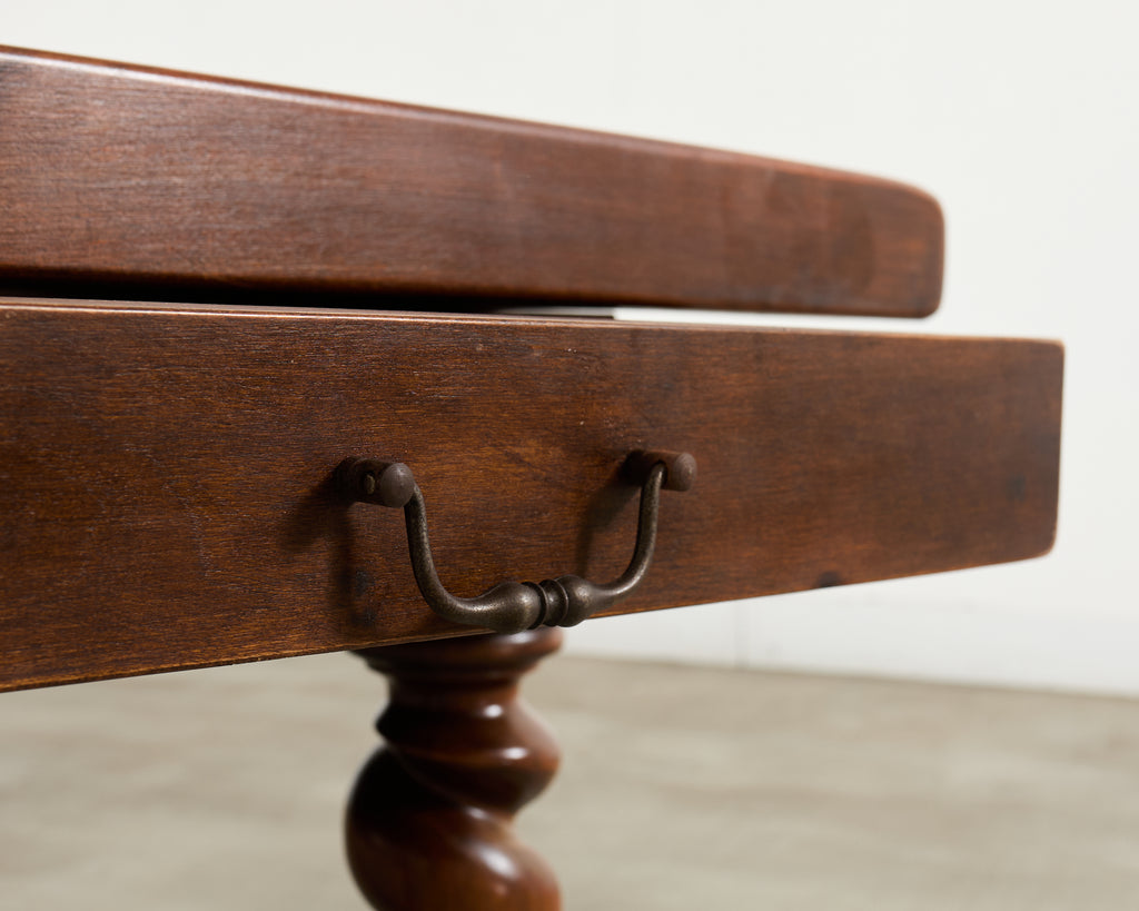 Country French Oak Farmhouse Barley Twist Trestle Dining Table