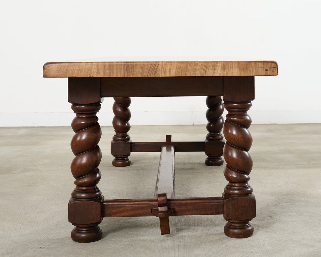 Country English Walnut Farmhouse Barley Twist Dining Table