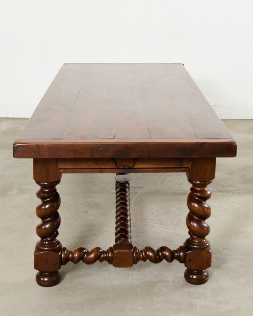 Country French Oak Farmhouse Barley Twist Trestle Dining Table