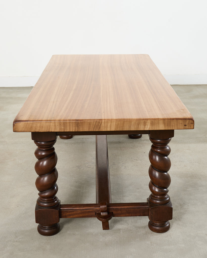 Country English Walnut Farmhouse Barley Twist Dining Table