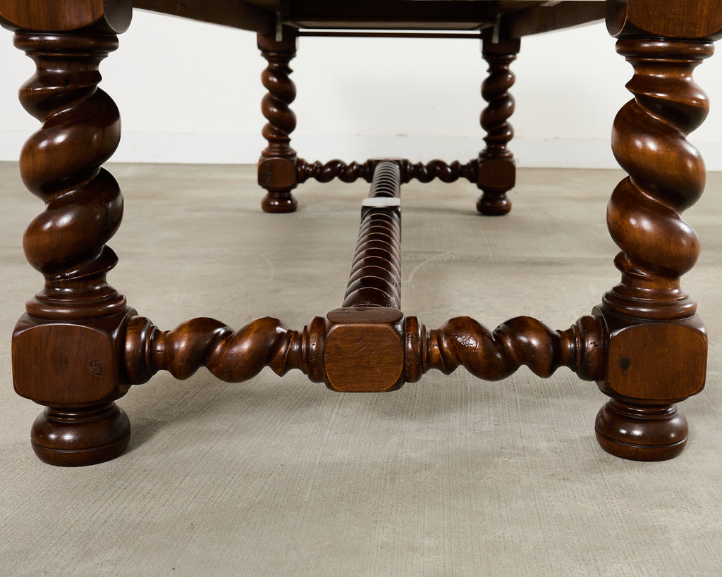 Country French Oak Farmhouse Barley Twist Trestle Dining Table